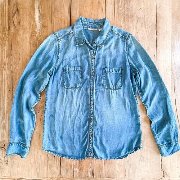 Halogen Chambray Button Down Shirt, Size Small - Picture 1 of 5